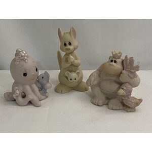 Precious Moments Animal Figurines Set Gorilla Kangaroo Octopus Vintage